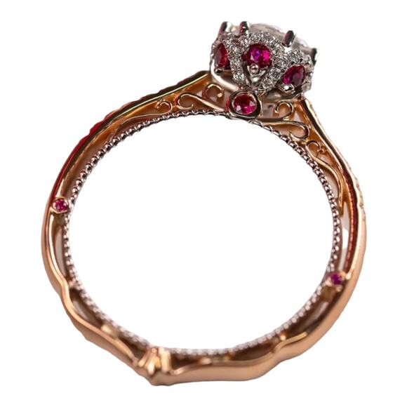 Rose Gold Red White Round Cubic Zirconia Embellished Solitaire Size 5 6 7 - Picture 8 of 13